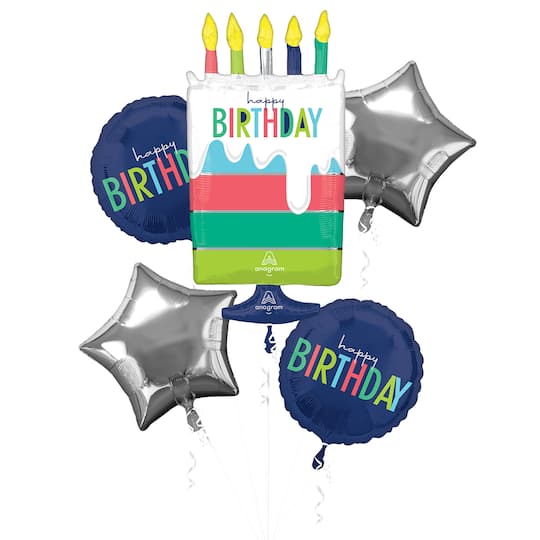 Modern Birthday 5-Piece Foil Balloon Bouquet By Anagram | Michaels